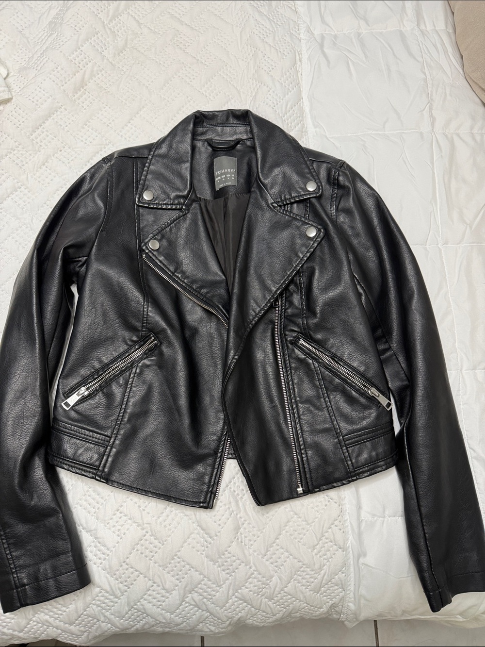 Mango Black Faux Leather Biker Jacket